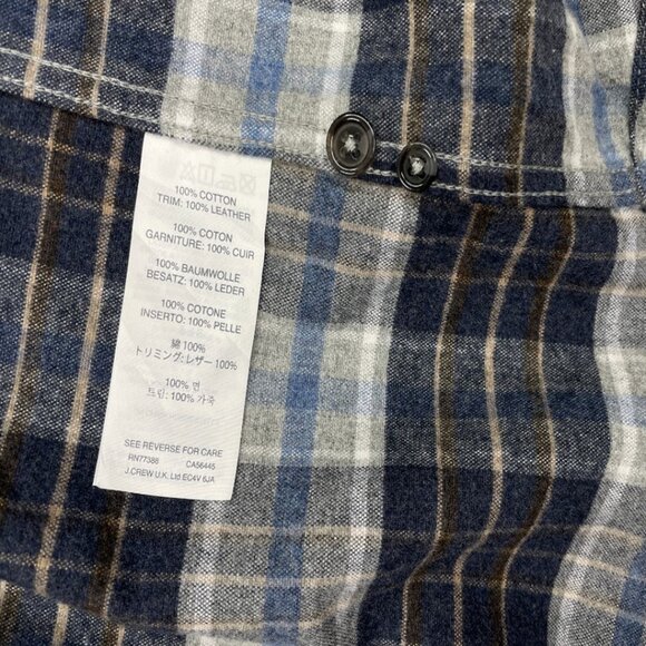 J.CREW Mercantile Flannel Elbow Patch Button Down Shirt Men's Small Blue Plaid - Picture 5 of 8
